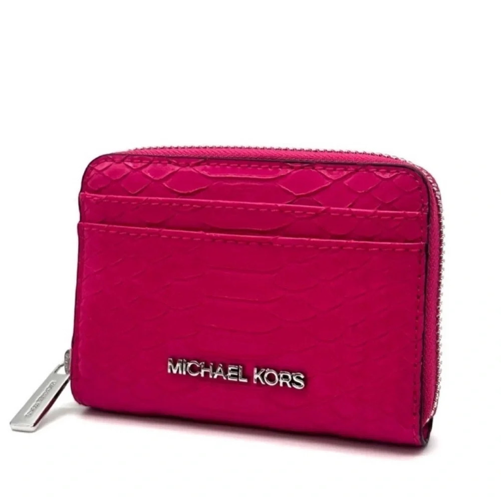 Michael Kors Medium ZA Card Case Wallet Electric Pink Multi